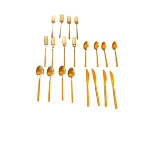 Fortessa Flatware Gold 20pc Arezzo Brushed Stainless Steel Modern Cutlery Set